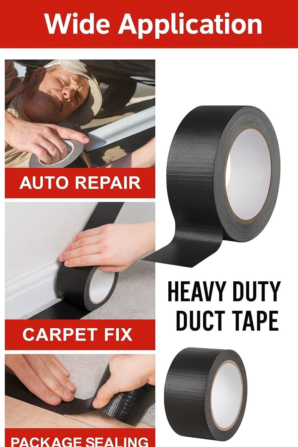 Gripzy Black PVC Duct Tape for AC Copper Pipe Wrapping Heavy Duty