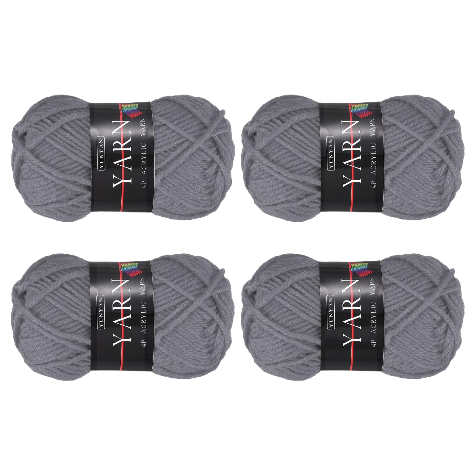 sourcing map 4PCS Crocheting Yarn, Medium Gray 4 Ply Acrylic Yarn 100g Sport Weight Yarns Bulk Soft and Fluffy Yarns for Knitting DIY Crochet Handicraft Blankets Gift, 219 Yards