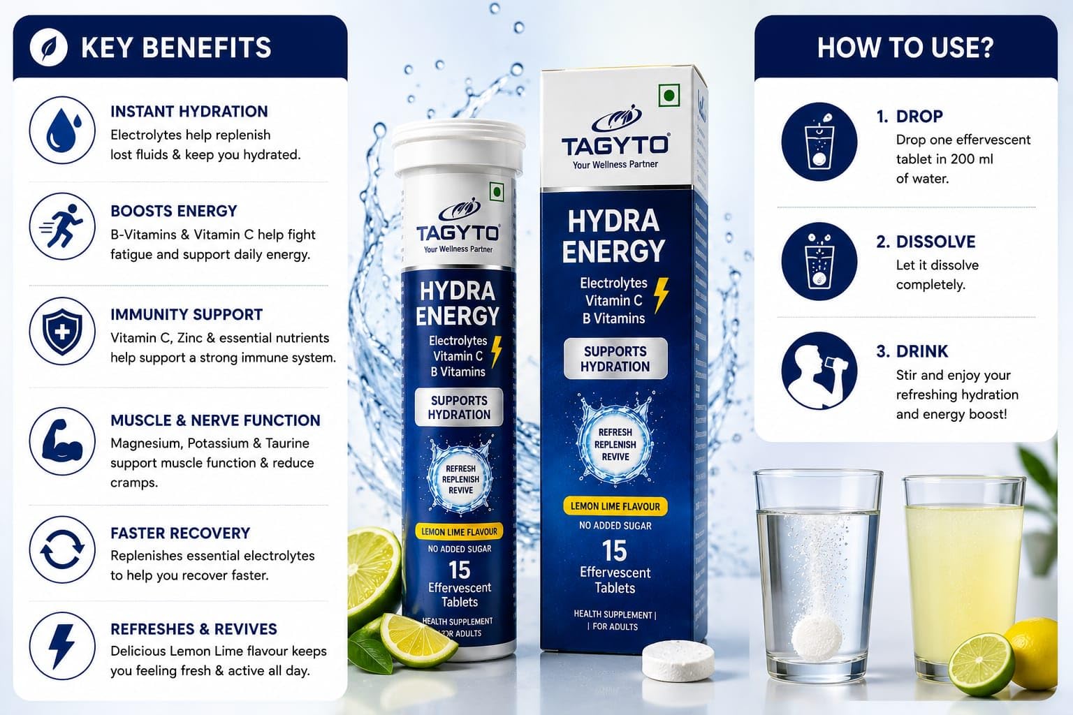 Hydra Energy Effervescent Tablets | Electrolytes, Vitamin C & B Vitamins | 15 Tablets — Amazon image 4