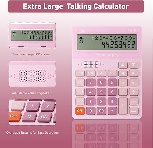 Miniatura 2 de Calculadoras de escritorio, calculadora de escritorio con pantalla grande de 2 líneas, calculadora básica parlante con botón grande y volumen