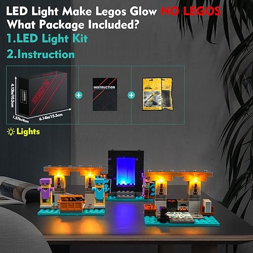 Miniatura 5 de VONADO Kit de luces LED para Lego Minecraft The Armory 21252 (solo luces, sin modelos) Juego de iluminación creativa Accesorios compatibles con