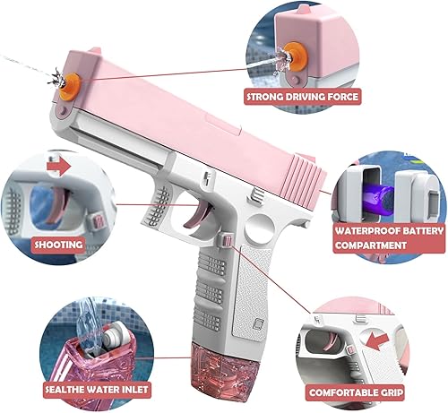 Pistola de agua eléctrica automática de chorro de agua con 58 CC + 58 CC de gran capacidad, pistolas de juguete de agua para adultos, niños y niñas,