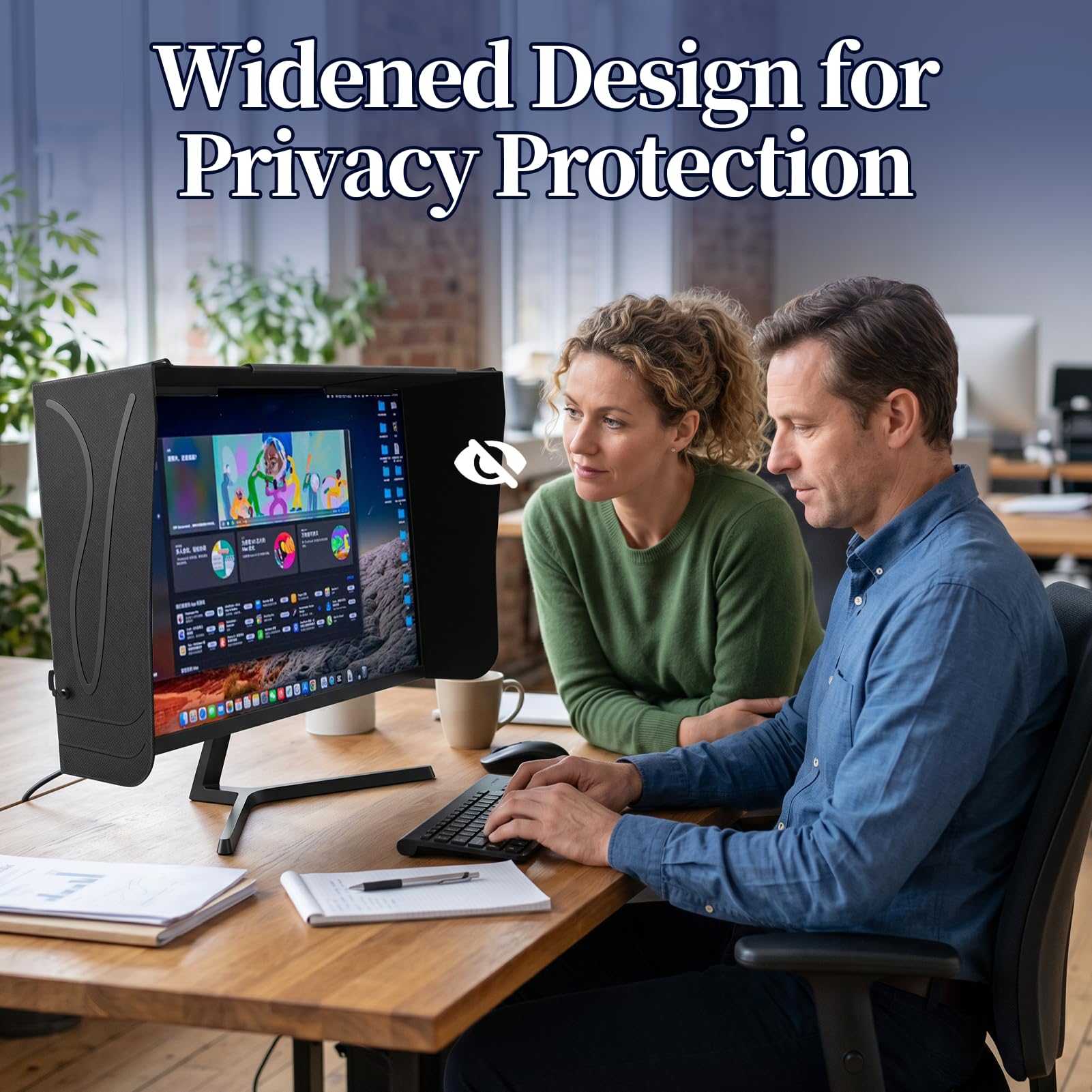 Parasole per Monitor del Computer, 41-69cm Regolabile Parasole per Privacy | Riduce l'inquinamento luminoso, regolabile da 41 a 69 cm, maggiore privacy e ombreggiatura, velluto nero opaco assorbono