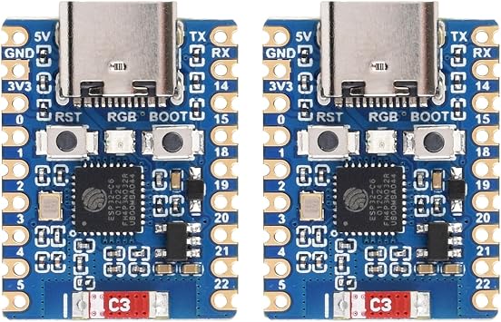 Waveshare ESP32-C6-Zero(2 PCS), ESP32-C6 Mini Development Board, Based on ESP32-C6FH8, Dual Processors, 160MHz Running Frequency, 2.4GHz WiFi 6 & BT5, ESP32 Development Board, Without Pin Header