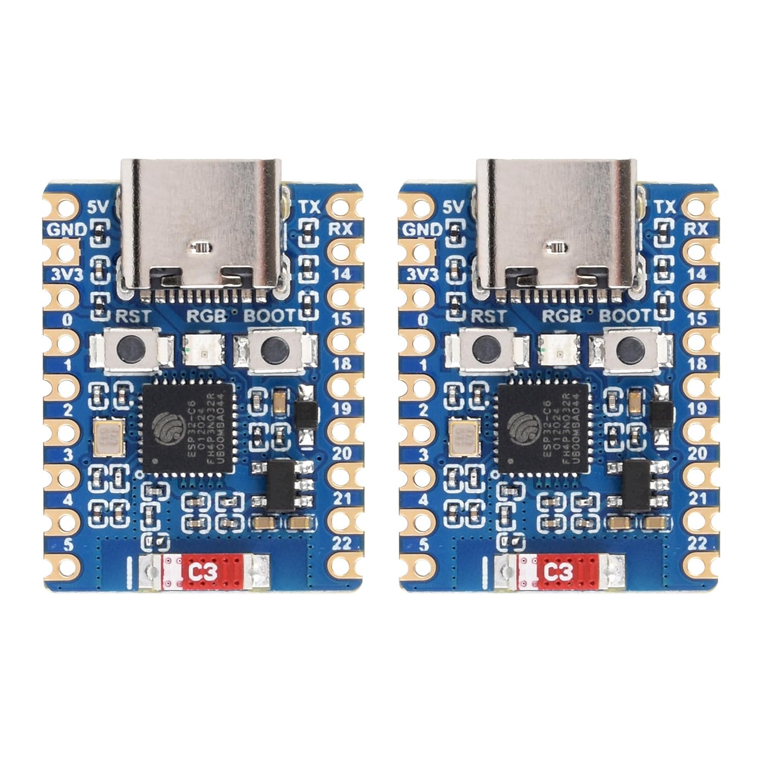 Carte De Développement ESP32-C6-Zero - Double Processeur RISC-V 160 MHz - WiFi 6, Bluetooth 5, Zigbee - Port USB-C - Lot De 2