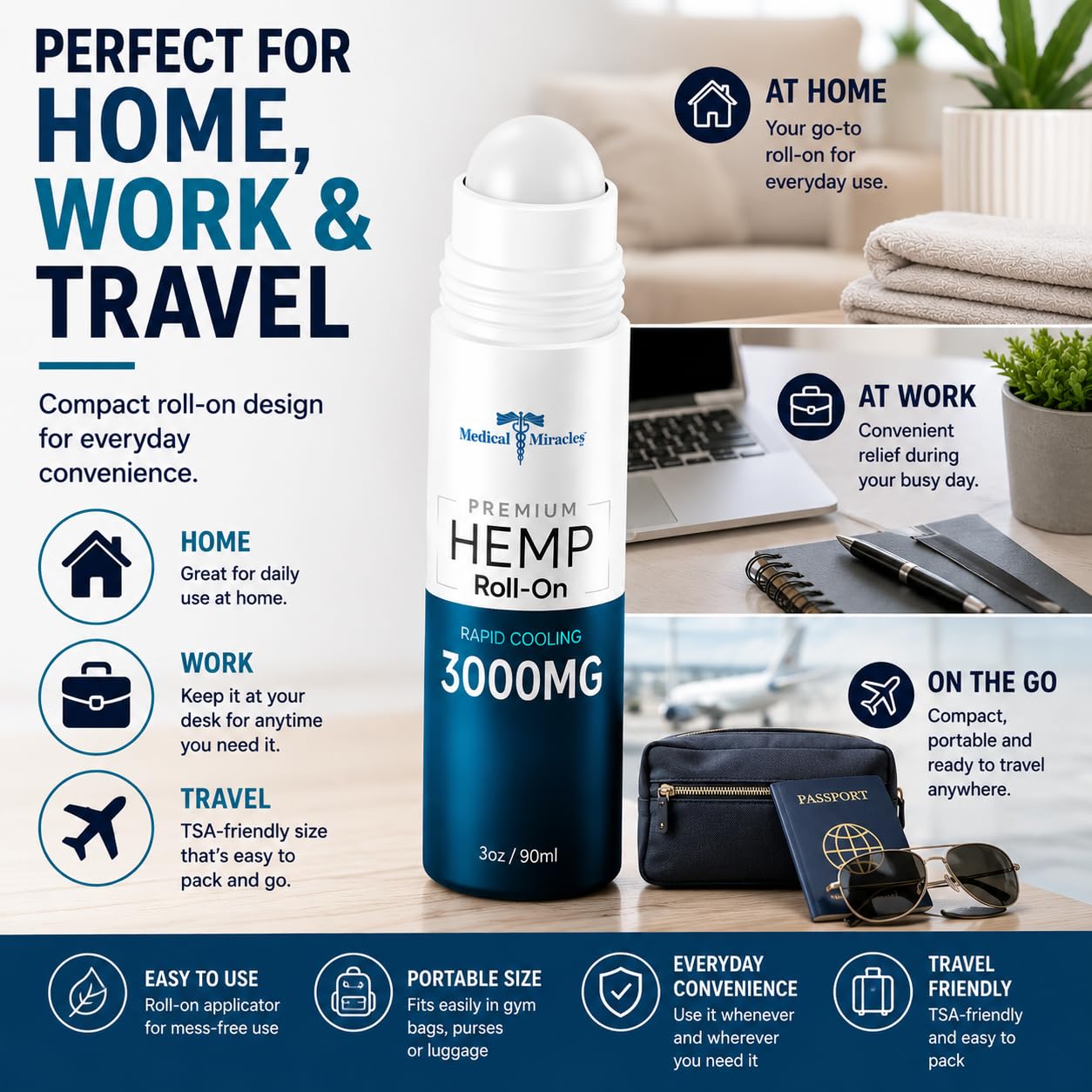 Medical Miracles Hemp Roll-On 3,000mg, 3 fl oz – Non-Greasy Topical Body Oil with a Cooling Feel – Roller Ball Applicator – Made in USA — Amazon image 9