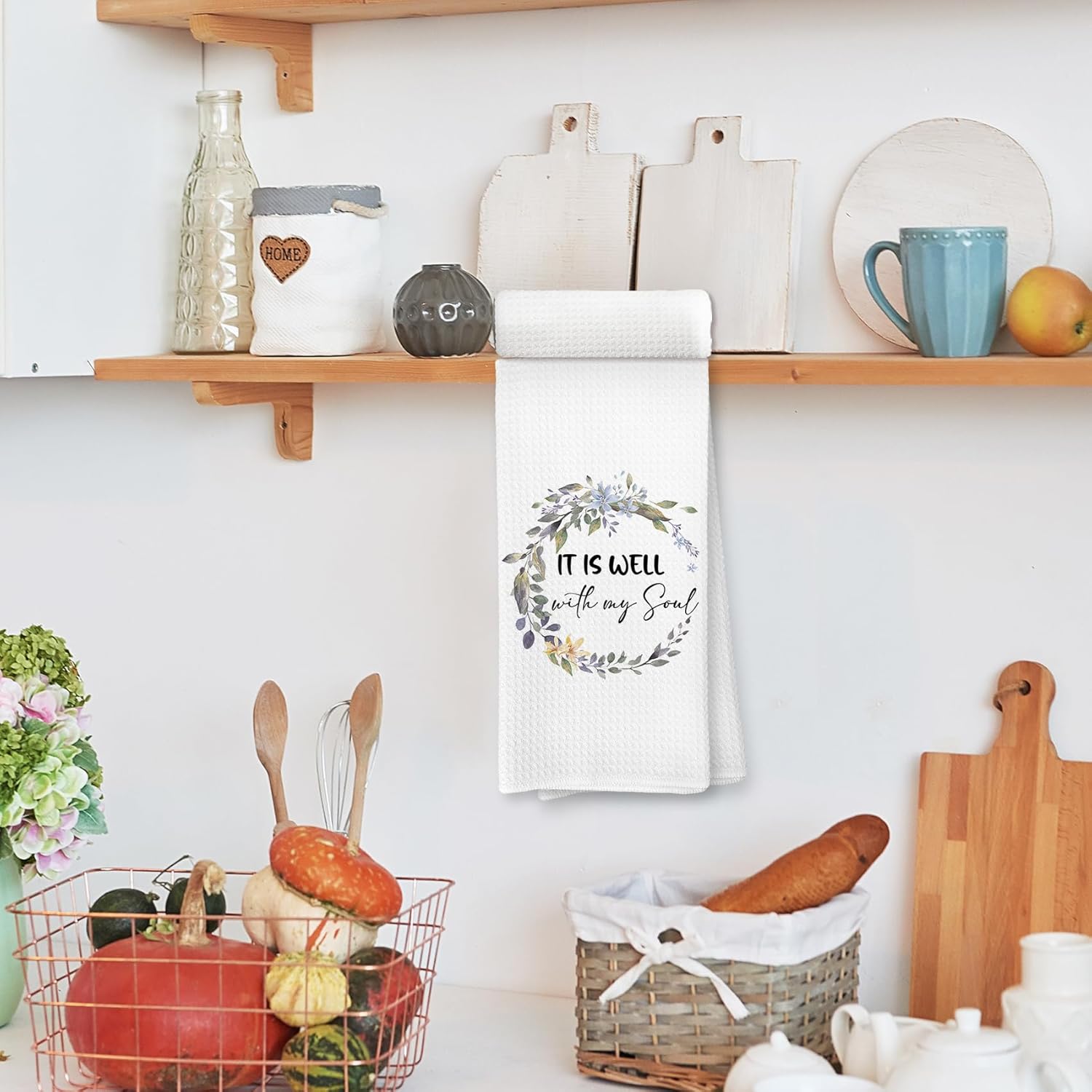 Voatok Christian Kitchen Towels, It is Well with My Soul Bible Verse Decor Hand Towels for Bathroom, Religious Christian Gifts for Women Faith Dish Tea Towels for Kitchen, 16x24 Inches - Image 3