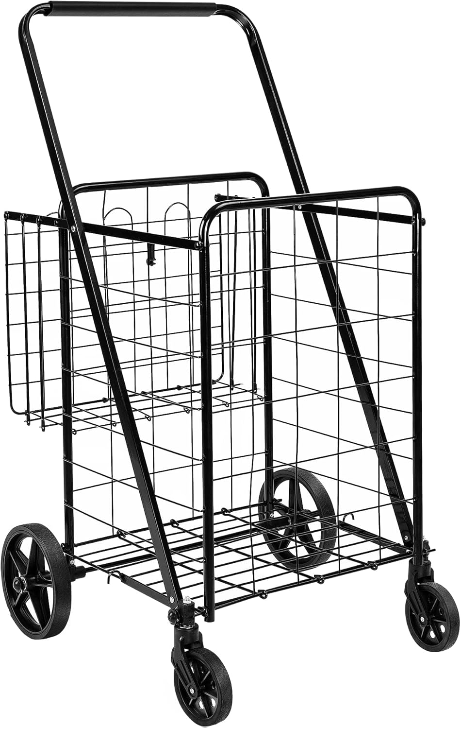 Amazon Basics Foldable Shopping Utility Cart with 360-Degree Wheels