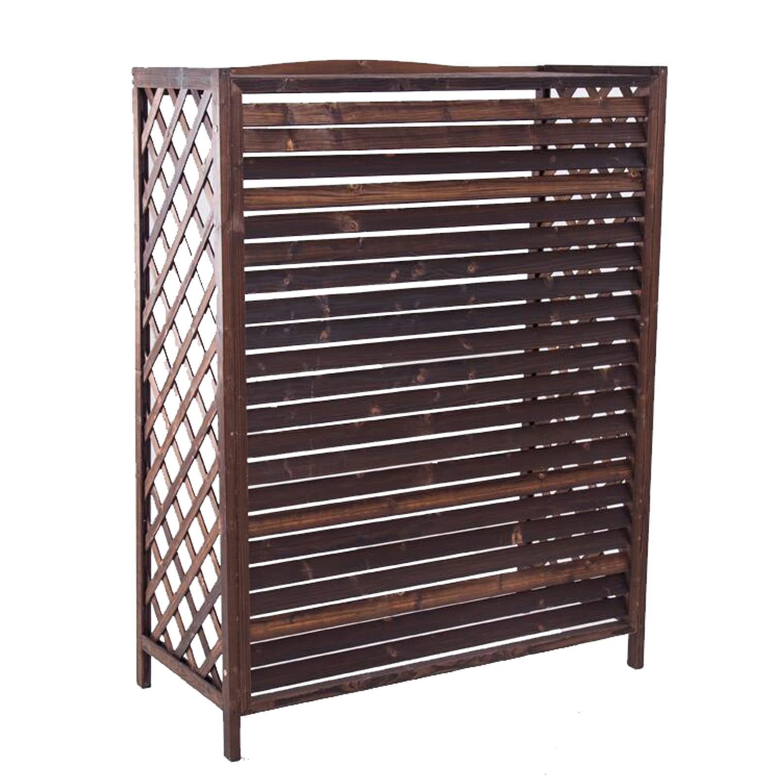 Cache Climatiseur Extérieur En Bois Massif - 68x45x23cm - Protection Sol Et Pluie - Support Fleurs Intégré