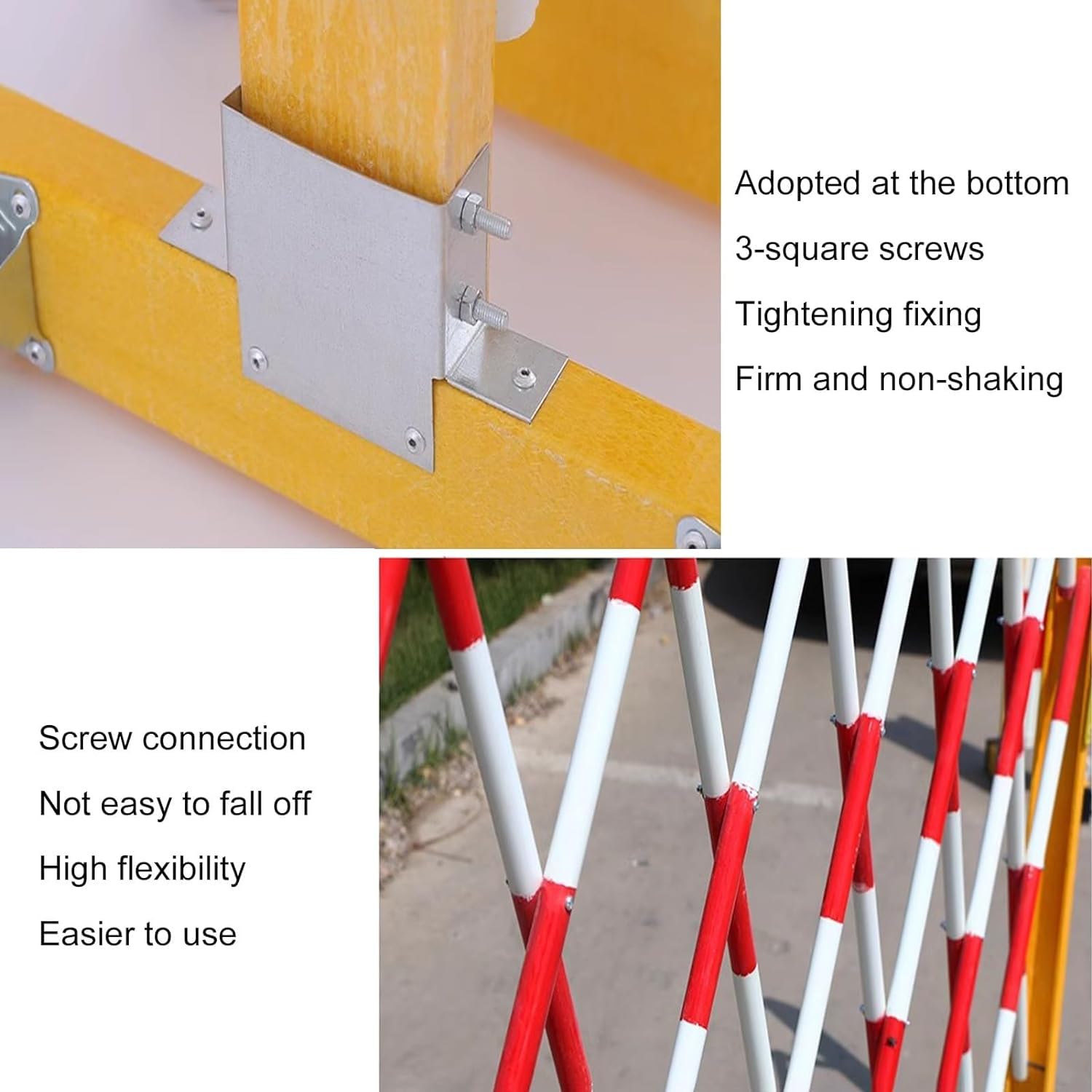 Barrera de tráfico retráctil - Barrera metálica Extensible de 1,2 m de Altura, Barrera de Seguridad Plegable para accesos a Obras (Amarillo, 1,2 x 6 m)