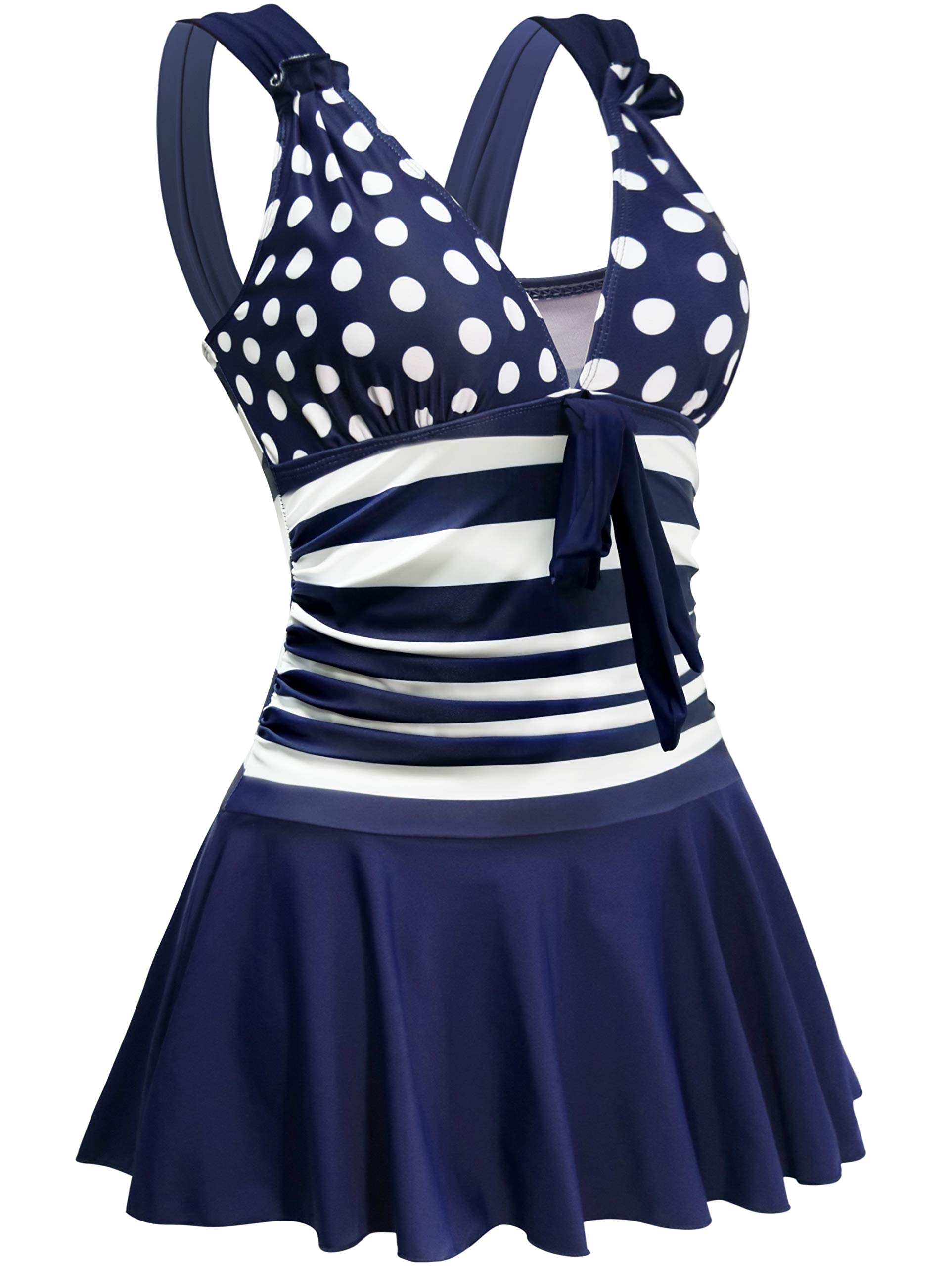 AONTUSSwimwear One Piece Swimsuits Plus Size Swimming Dress for Women Tummy Control with Skirts