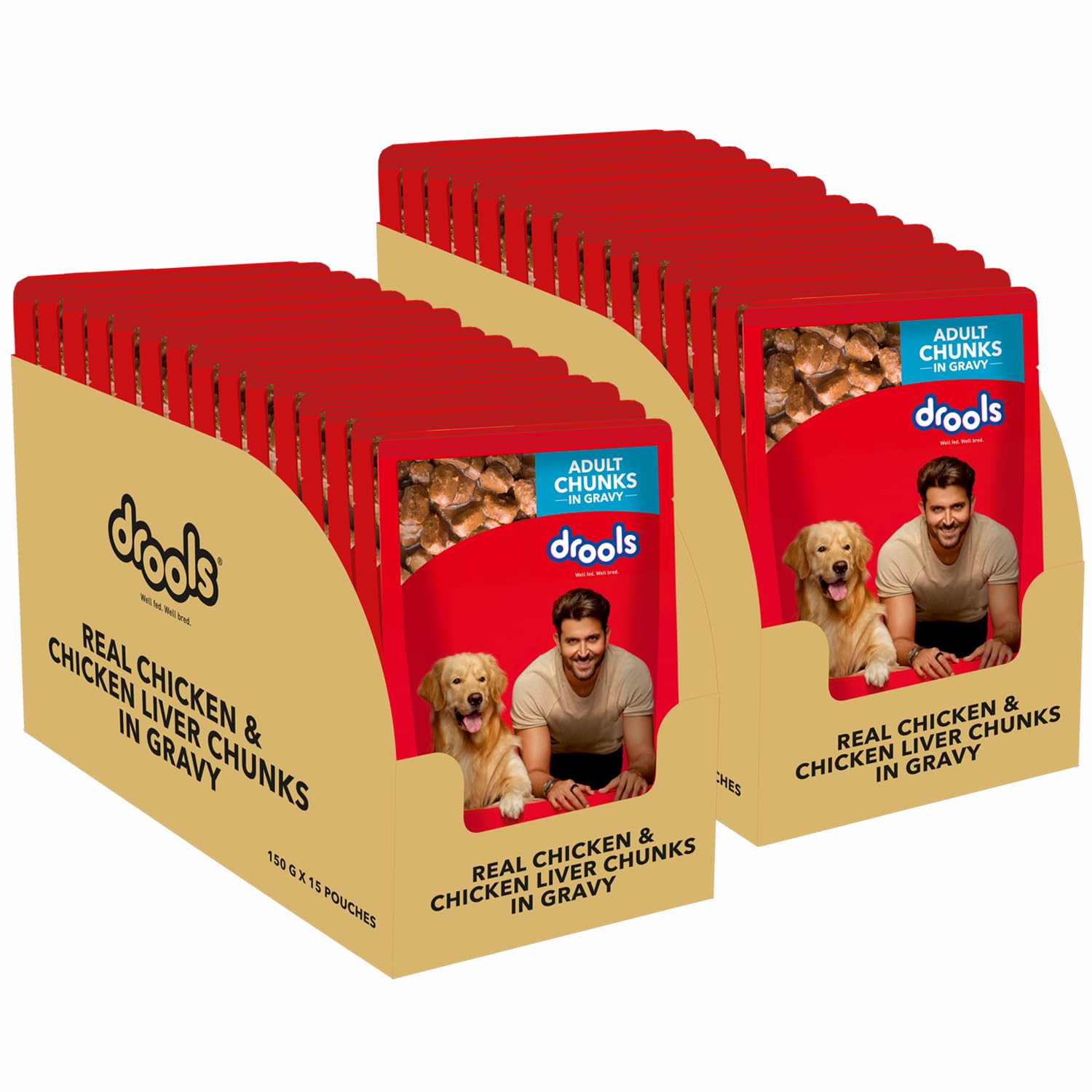 Drools Adult Wet Dog Food Real Chicken and Chicken Liver Chunks in Gravy, 4.5 Kg (150g X 30) Pack of 30 (B0CGJ7J6WP) Amazon Price History, Amazon Price Tracker
