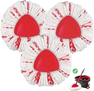 4 Pack Spin Mop Accessories Replacement For Vileda/o-ceda, 3 Built-in Strong Friction Microfiber Chenille,1 Mop Cover