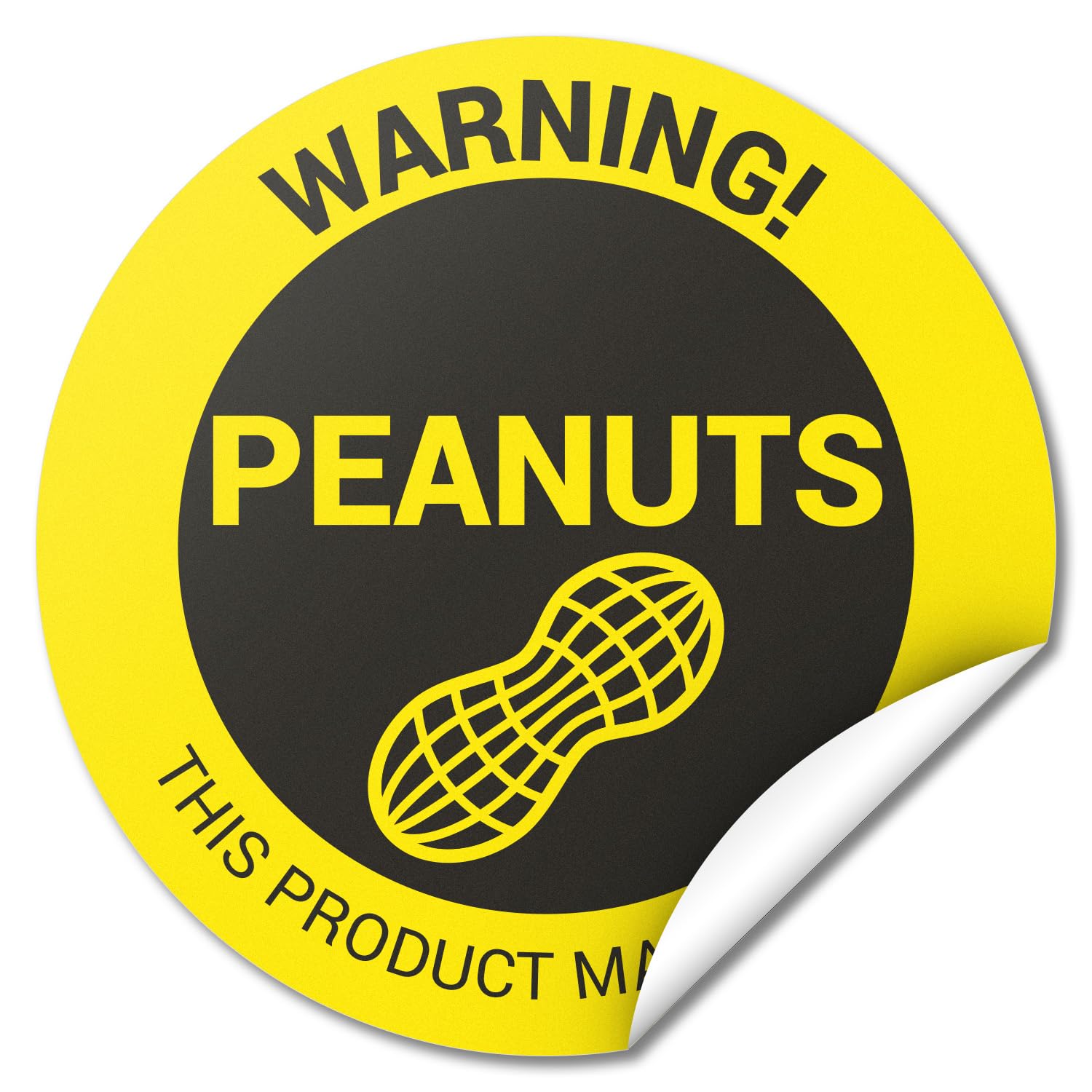 300 Labels - Peanuts Allergy Warning Stickers, 1.5 inch Circle Dots Peanuts Allergies Food Advisory Allergens Warning Deli Restaurant Bakery Packaging