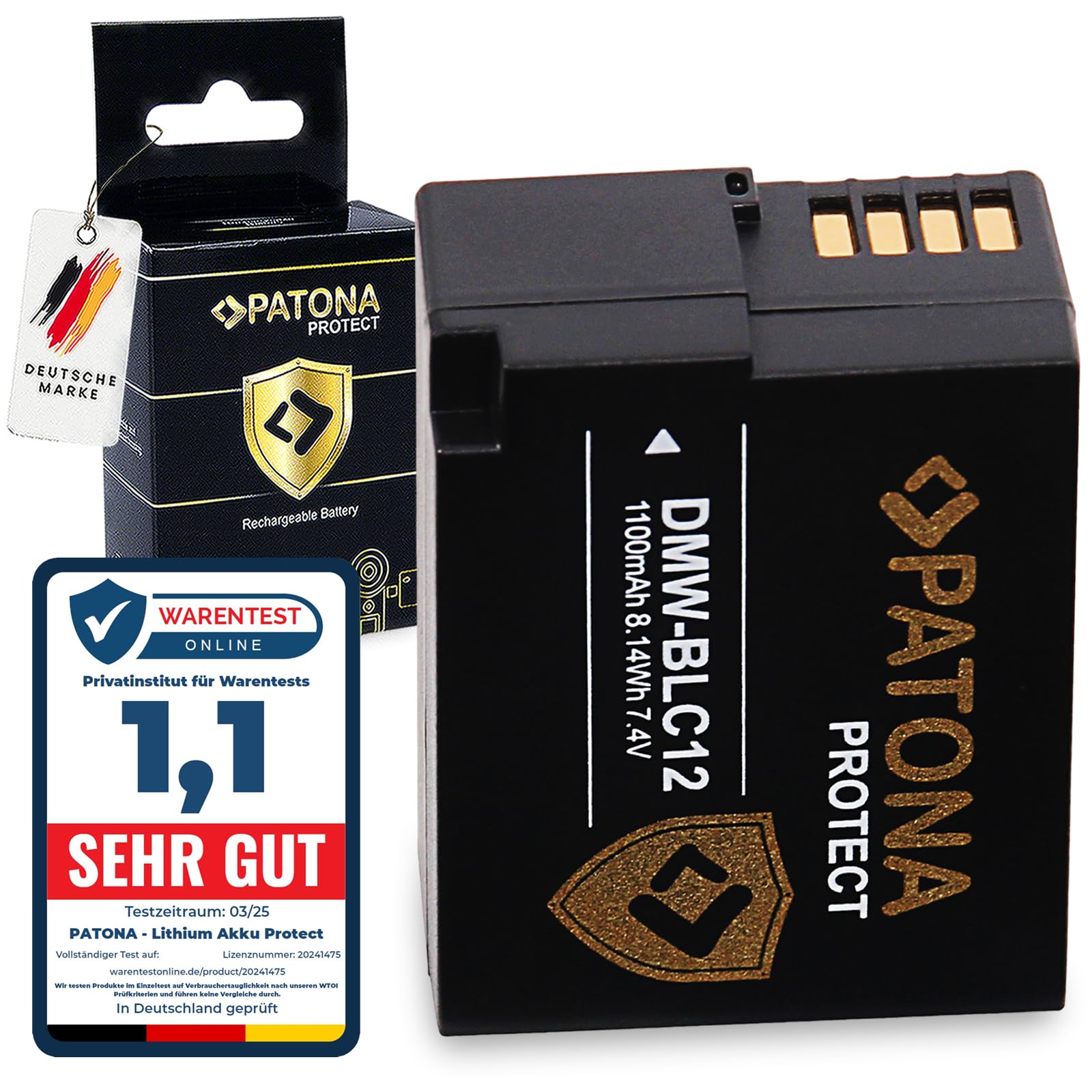 PATONA PROTECT DMW-BLC12 Batteria 1100mAh Per Panasonic Lumix FZ200, FZ300, FZ1000, G5, G7, G80, GH2, GX8 E Leica V-LUX