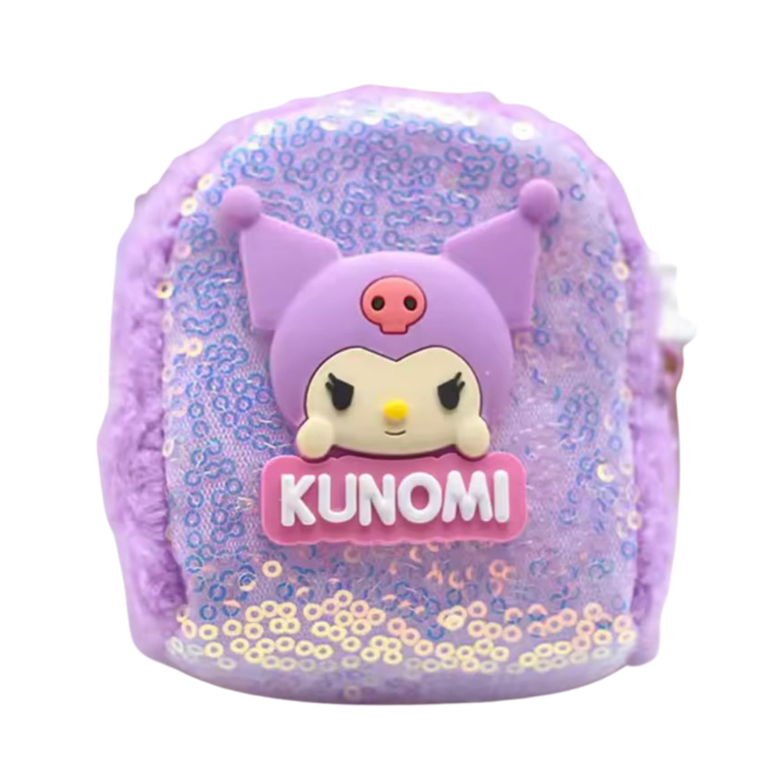 TOYUMI Cute Kunomi Sequin Mini Backpack for Kids | Soft Plush Sparkle School Bag for Girls | Small Travel, Picnic & Toy Carry Bag (Purple)