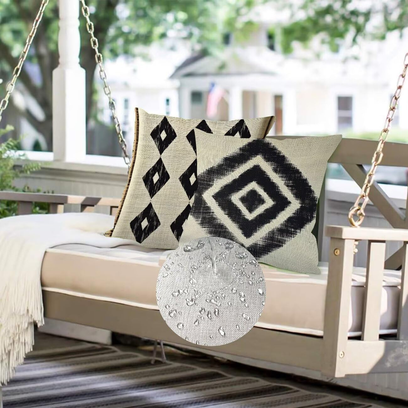 Juego de 4 Fundas Cojines Crema Geometría (4) 75 x 75 cm Fundas Cojines, Decoración Moderna Cojin Exterior, para Sofá salón Coche Cama Sillas Decoración, Cuadrado Terciopelo Sofá Cojín Exterior m-446