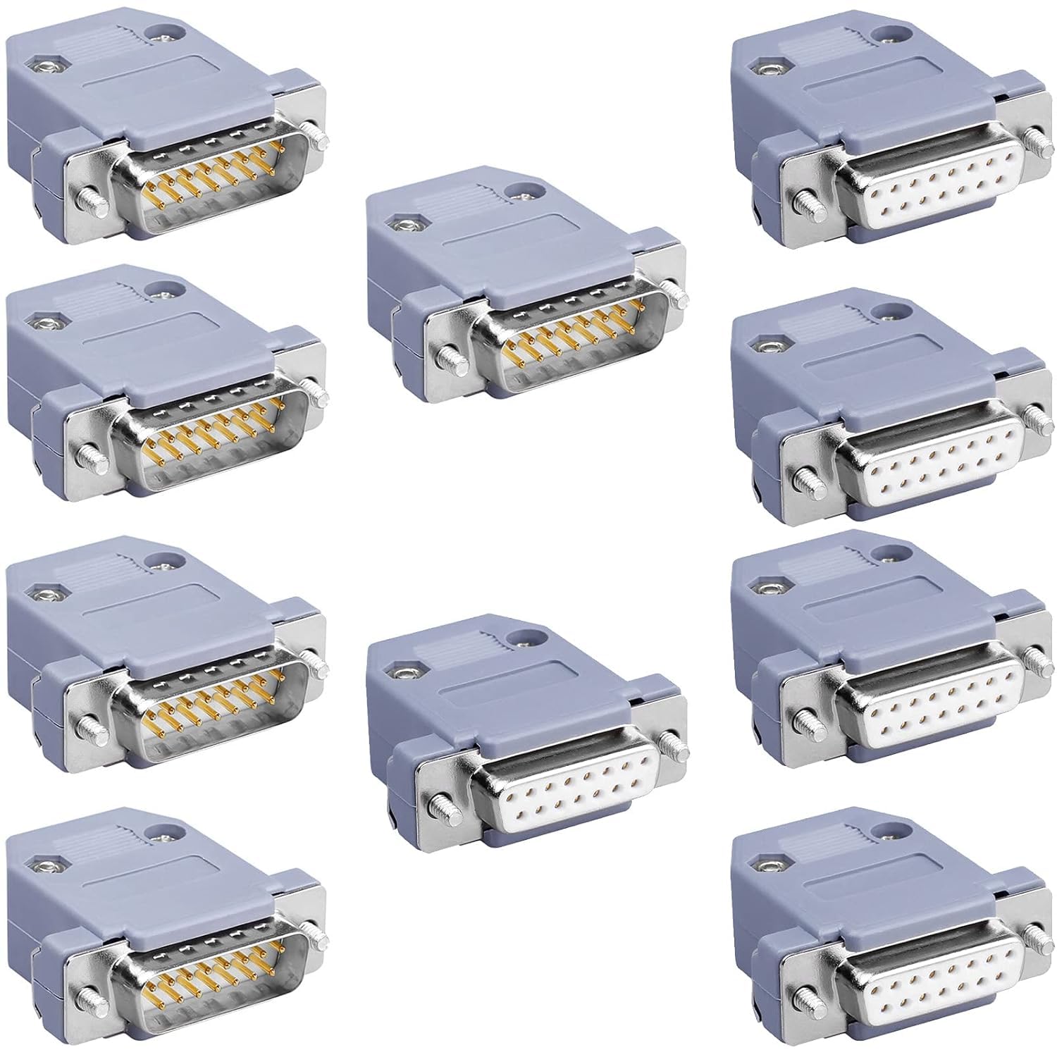 DB15 Male and Female RS232 Connector Kit | 15 Pin D-SUB Solder Type Serial Ports with Gold-Plated Contacts | Includes Plastic Hoods, Strain Relief, and Screws | DIY PCB Coupler Set-image-20