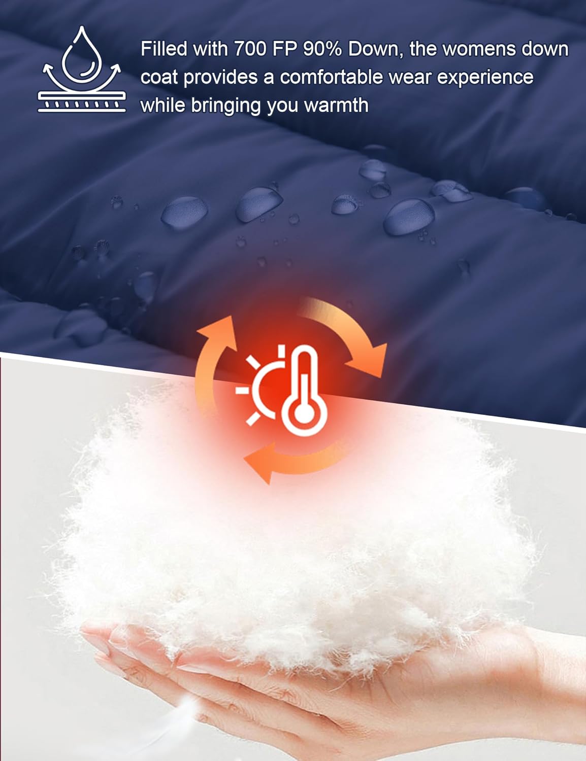 SLOW DOWN Women Lightweight Down Puffer Coat, Women Packable Hooded Mid-Length Winter puffer Jacket - Image 5