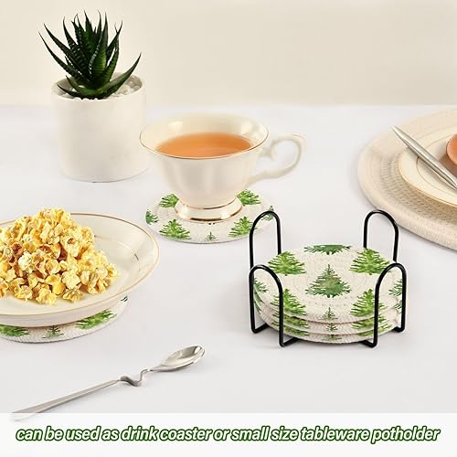 Miniatura 6 de Christmas Tree Cup Coasters 4 Inch Holder Set of 6 Absorbent Coasters for Cups Tabletop Protection Table Cup Decor