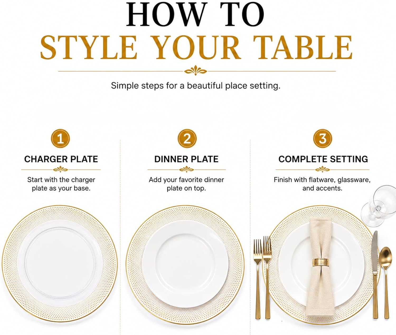 80Pcs Clear Charger Plates Bulk Wedding - 13" Premium Clear Plastic Chargers with Gold Beaded, Decorative Dinner Charger Plates for Events & Parties
