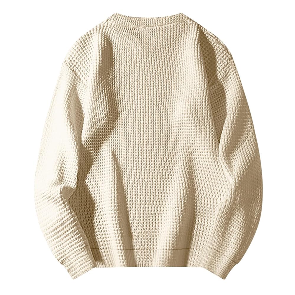PETCDIM Mens Loose Fit Crewneck Knitted Pullover Sweater