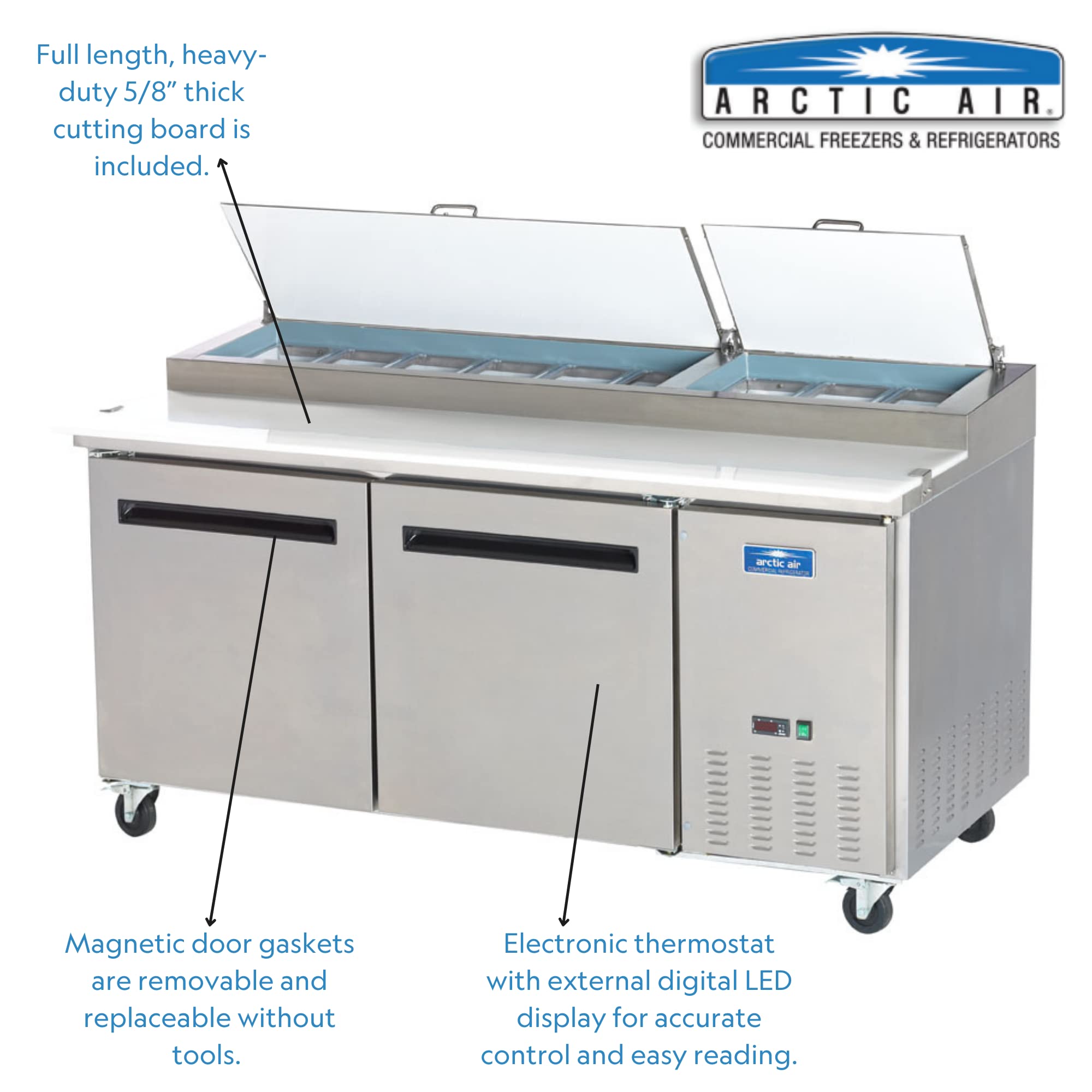 Amazon.com: Arctic Air APP71R 71-Inch Two Solid Door Pizza Prep