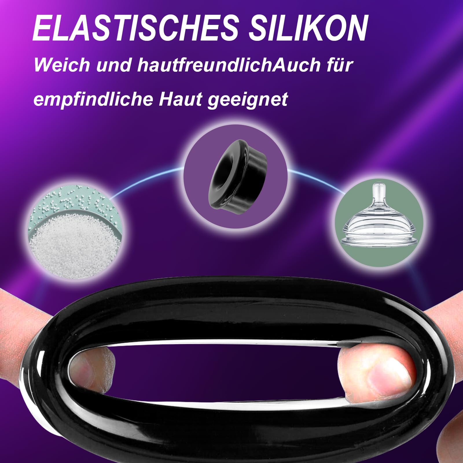 Pompes à Pénis Pompe à Pénis Manchette Noire en Silicone Pompe à Pénis Embout 3 Pièces pour l'Agrandissement de la Pension Extension du Pénis Super Seal Manchettes Pompe à Vide pour l'Homme