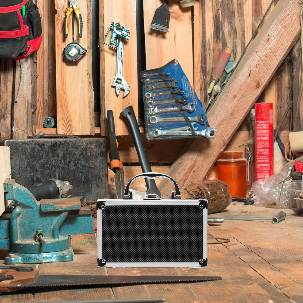 Mini Briefcase Aluminum Tool Holder Box Case:7In Portable Hard Shell Metal Briefcase with Foam for Men,Zarges Aluminum Cases Shockproof Storage Box for Craftsman,Compact Organizer with Handle for Tool