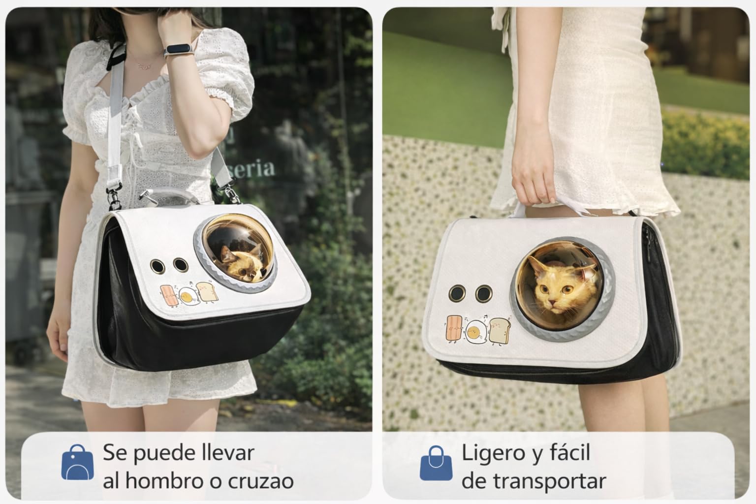 Transportín Gato y Perro Pequeño hasta 5 kg – Mochila/Bolsa de Transporte Plegable – Apto Cabina Avión 40x26x26 – Uso Coche y Viajes Cortos – Cat & Dog Carrier