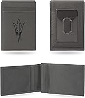 Vista 23 de Rico Industries NCAA - Cartera de bolsillo frontal grabada con láser gris, compacta, cómoda, delgada