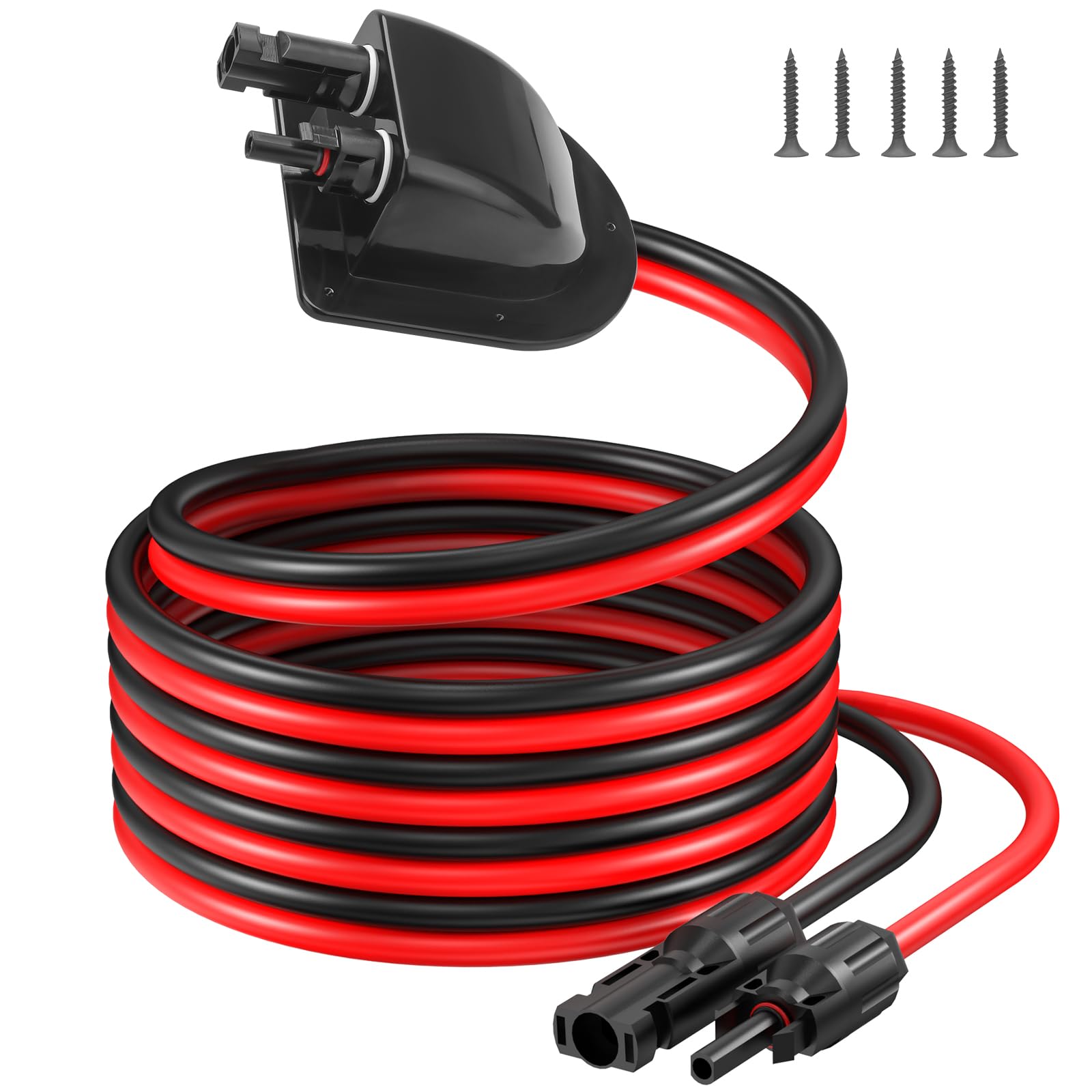 daitoku Entrada de prensaestopas solar con cable de extensión solar de 10 pies, 10 AWG, caja de conexiones solares MC4 conectores para paneles de techo en RV, barco, caravana, furgoneta, construcción