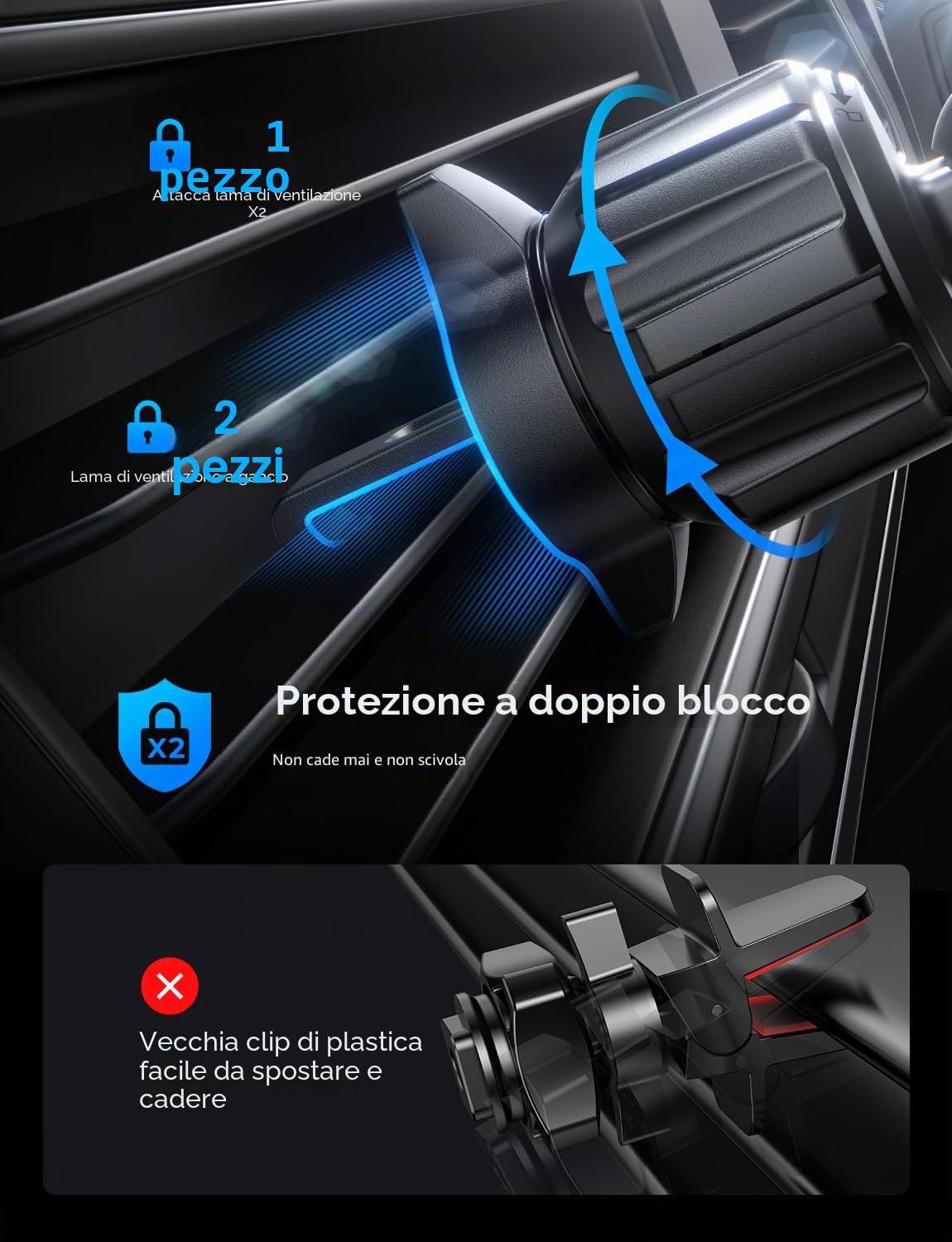 LISEN Caricatore Wireless Magnetico 15W per Auto, Accessori iPhone, Magsafe Supporto Telefono Ricarica per iPhone 16/15/14/13/12/ Samsung