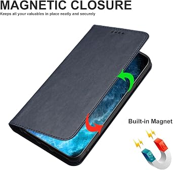 Compatible with Infinix Hot 20 4G X6826 Phone Case,Compatible with Infinix Hot 20 4G X6826 Flip Kickstand Magnetic Closure Phone Cover Blue