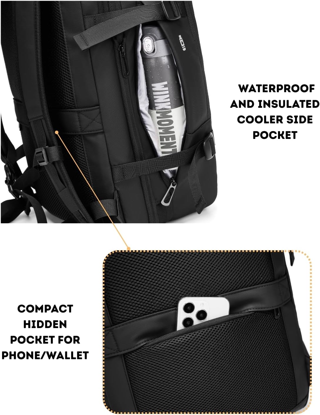 Vacuum Seal Travel Backpack 60L Expandable Air Compression System, Water Resistant Airline Approved Carry-On Suitcase Luggage, Black - Vacuum Pump Included