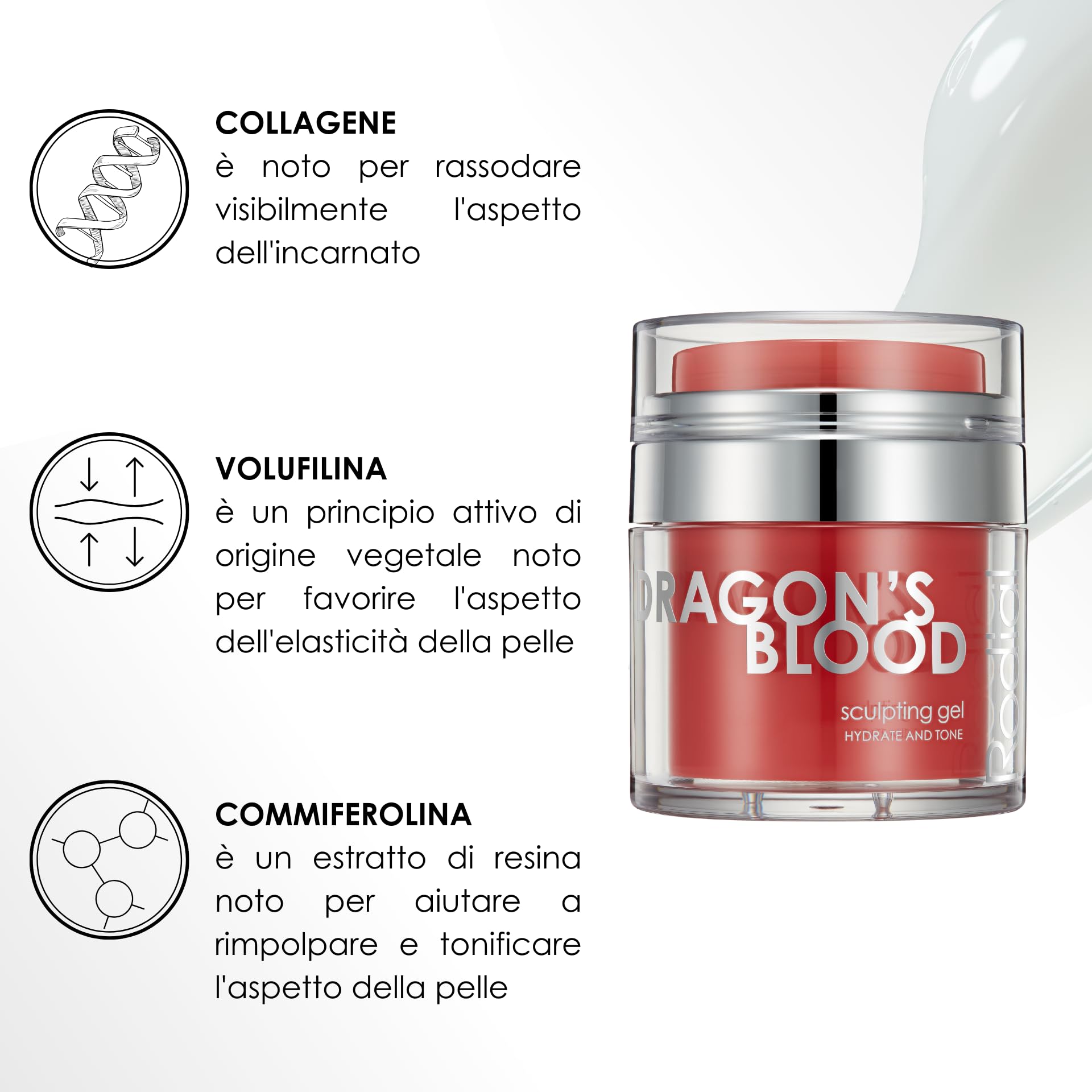 Rodial Dragon's Blood Sculpting Gel 50 ml - Crema Viso Rinfrescante ad Azione Tripla per una Pelle più Tonica, Compatta e Levigata - Formula Rinfrescante Gel/Crema ad Alta Idratazione