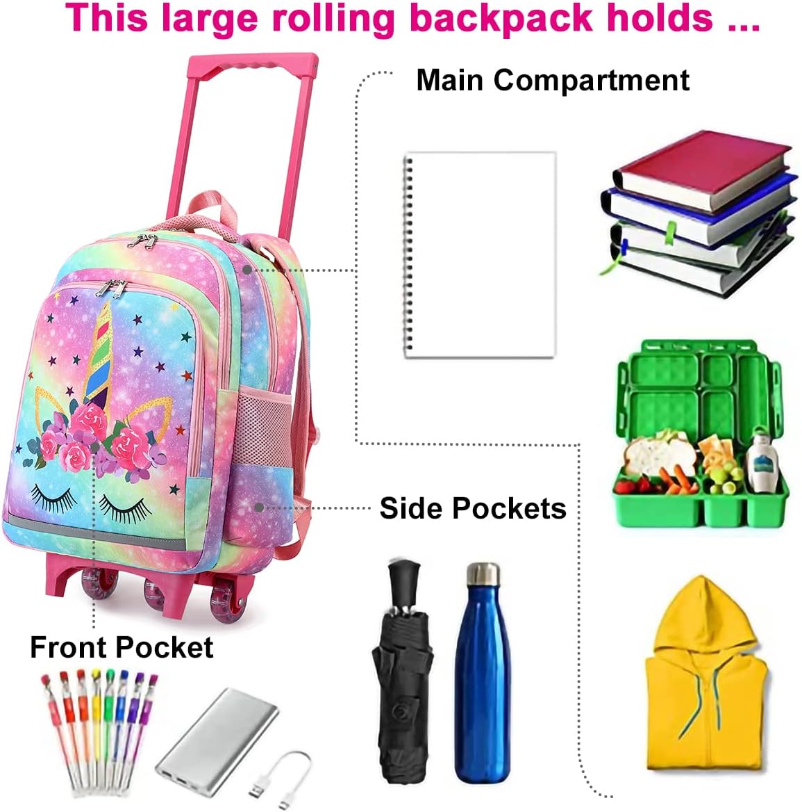 Buy CAMTOP Rolling Backpack With Wheels Matching Lunch Bag Kids Luggage
