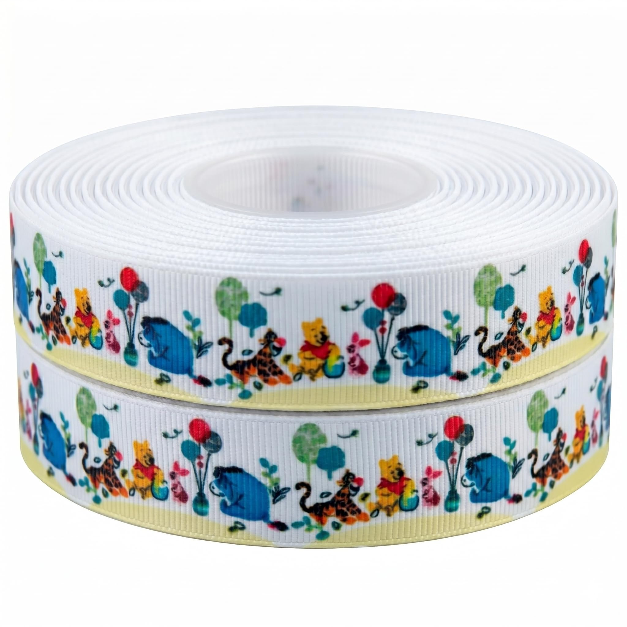 Baby Winnie The Pooh and Piglet 2m x 22mm Wide Ribbon for Personalised Christening Baby Showers Ribbon & Decorating Ideas for Present Gift Wrap Bows Toppers or Wrapping for Bags Box Balloon String