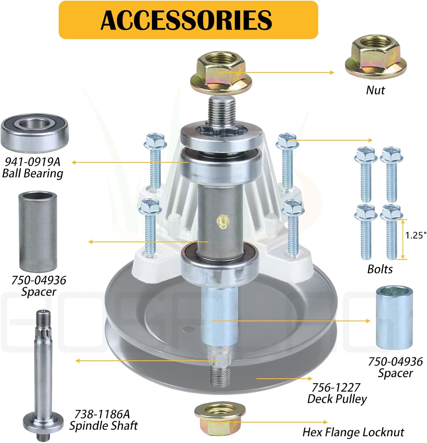 2 Pack Pre-Greased 918-04822B Spindle Assembly with 490-900-M061 Deck Wash Kit 954-04060C Belt Replaces 918-04822A 918 04822A 91804822A 918 04822B 91804822B 918-04889A 618-04822A 61804822A