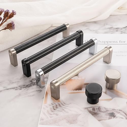 Miniatura 7 de ASKANO AK1301 - Paquete de 20 pomos de gabinete de cocina moleteados, níquel cepillado, manija redonda, herrajes sólidos para cajón, aparador, baño,