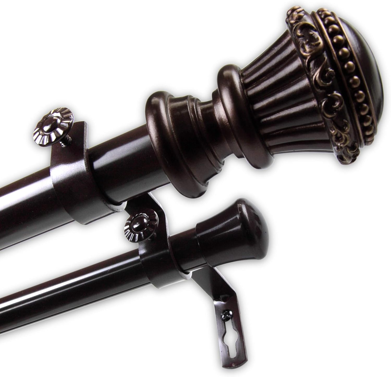 Trinity 1 inch Diameter Adjustable Double Curtain Rod Bronze 48 to 84 inches Bronze Finish