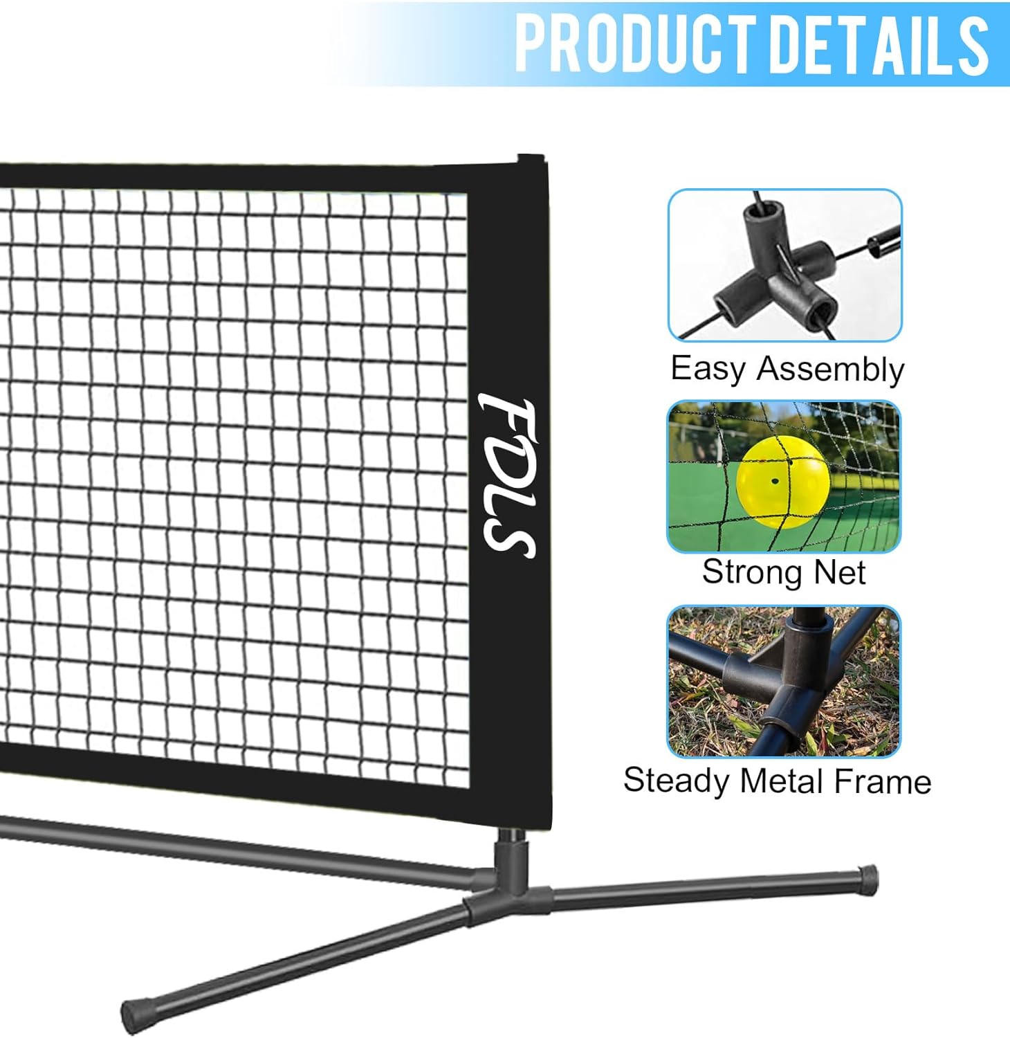 FDLS 5FT/10FT Portable Small Pickleball Net for Driveway Backyard,with Carry Bag for Indoor Outdoor, for All Levels, Easy Set up