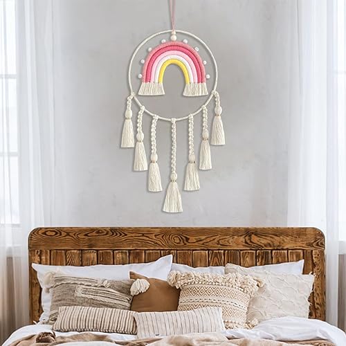 Miniatura 5 de Atrapasueños para dormitorio, decoración colgante de círculo de aire para dormitorio, red circular tradicional bohemia para decoración de colgar en