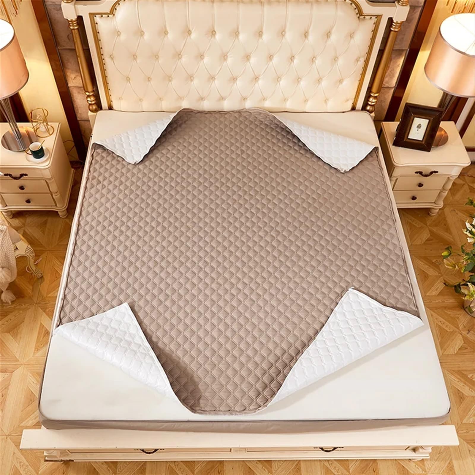 Cubrecolchón Impermeable Funda de colchón completamente cerrada de 6 lados, Protector de colchón impermeable, funda de cama con sábana ajustable con cremallera Cubre Colchon(Gao ji hui,150x200x25cm)