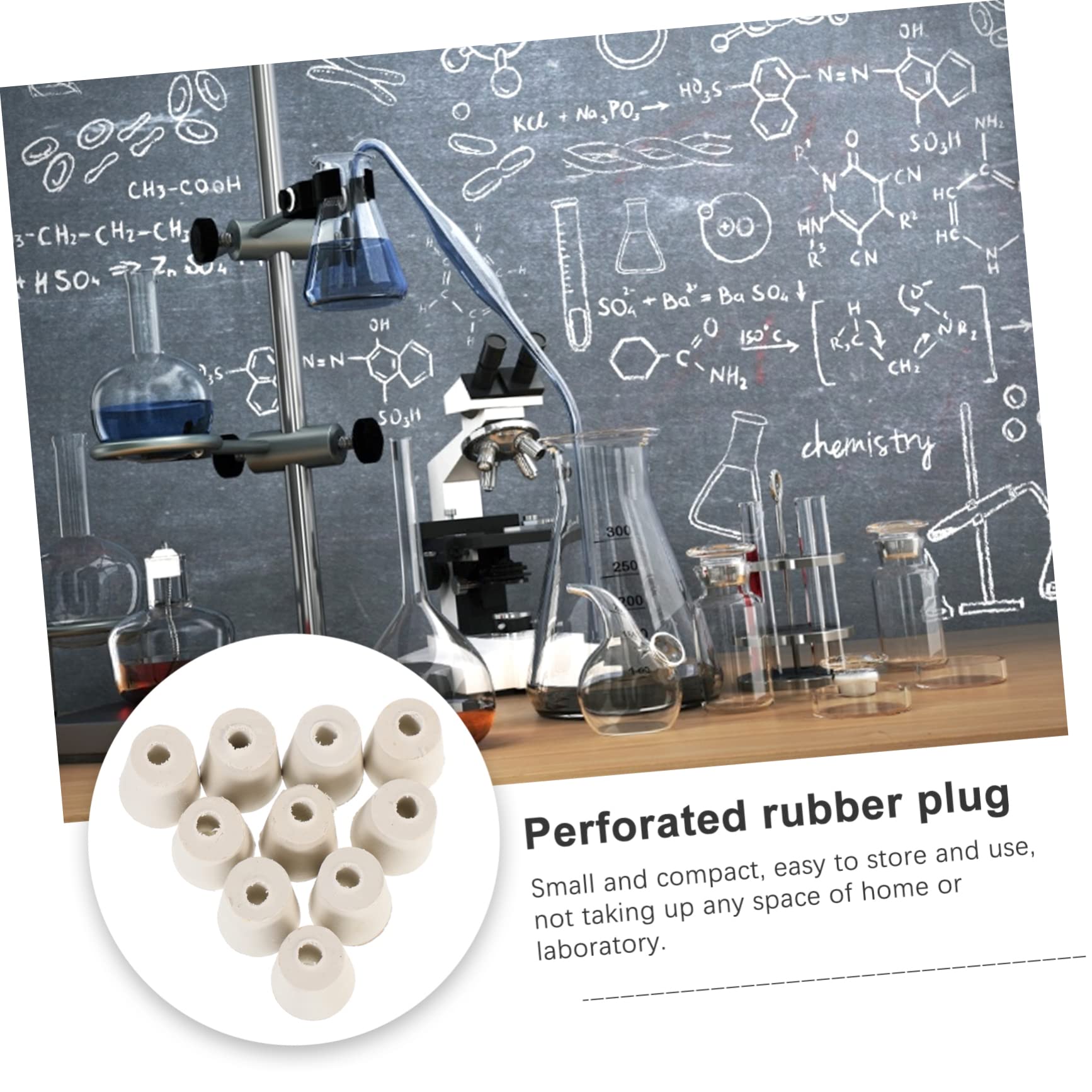 FUNOMOCYA 20 Pcs Rubber Plug with Hole Lab Plug Belly Button Plug Post Laboratory Test Tube Bungs White Piggy Bank Laboratory Bungs Test Tube Sealing Plug Tapered Door Slam Stopper Tube Plug