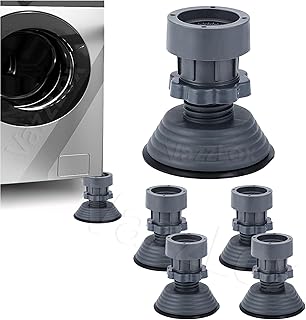 VazzLox Height Adjustable Anti Vibration Pads for Washing Machine Support, Dryer Shock & Noise Cancelling Pad, Anti-Walk Vibration Washer Foot Pad, Anti-Slip Rubber Feet Stabilizer with Suction