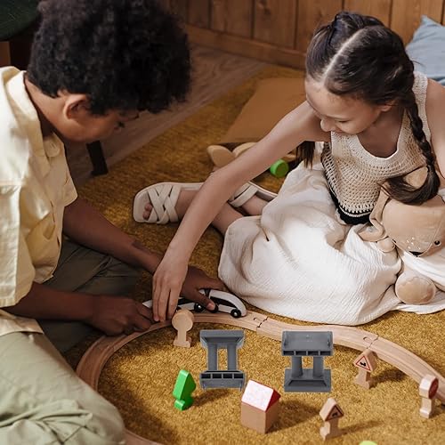 Miniatura 6 de Zerodeko Muelle de puente de tren de simulación, 12 piezas, accesorios de madera para vías de tren, puente de tren, accesorios ferroviarios,