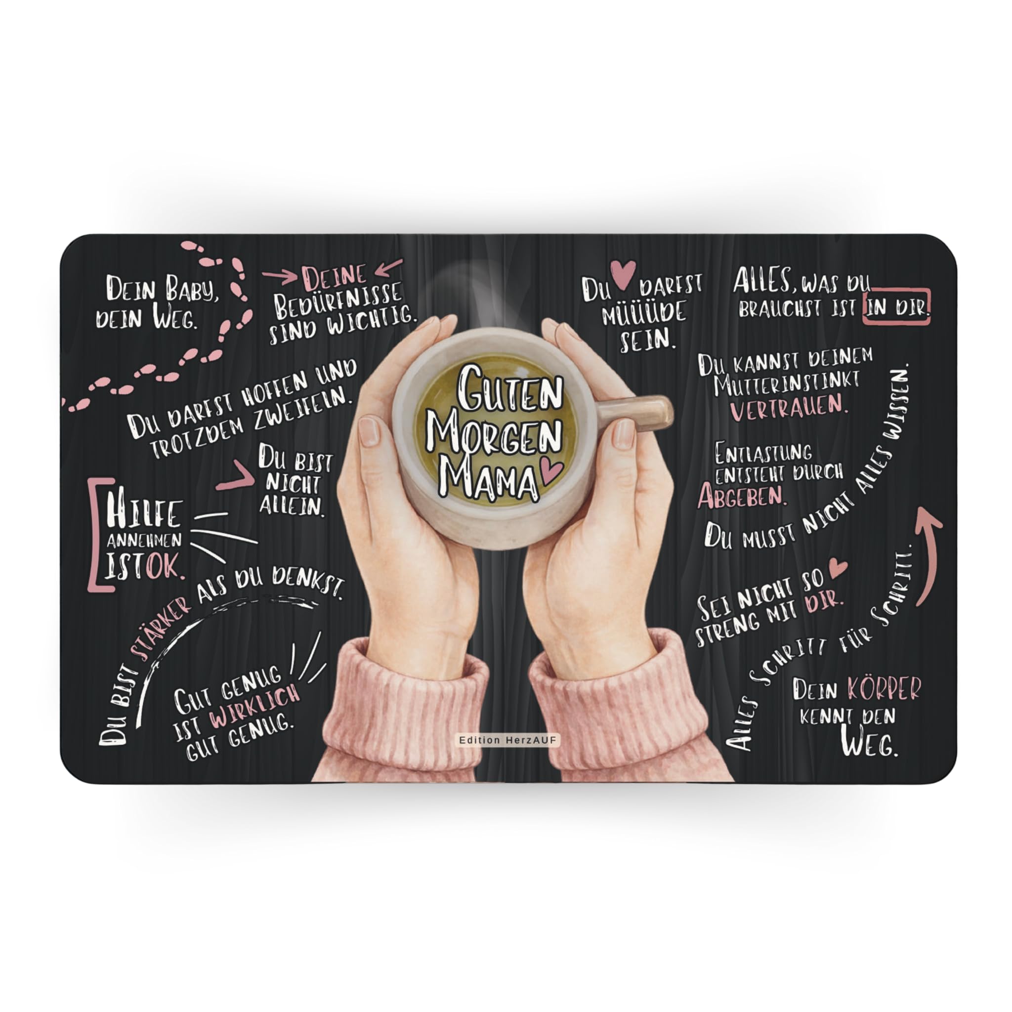 Muttertag Geschenk - Frühstücksbrettchen für neue Mama „Guten Morgen“ – Geschenk zur Geburt, für Schwangere & frischgebackene Mama, liebevoll & bestärkend, langlebig