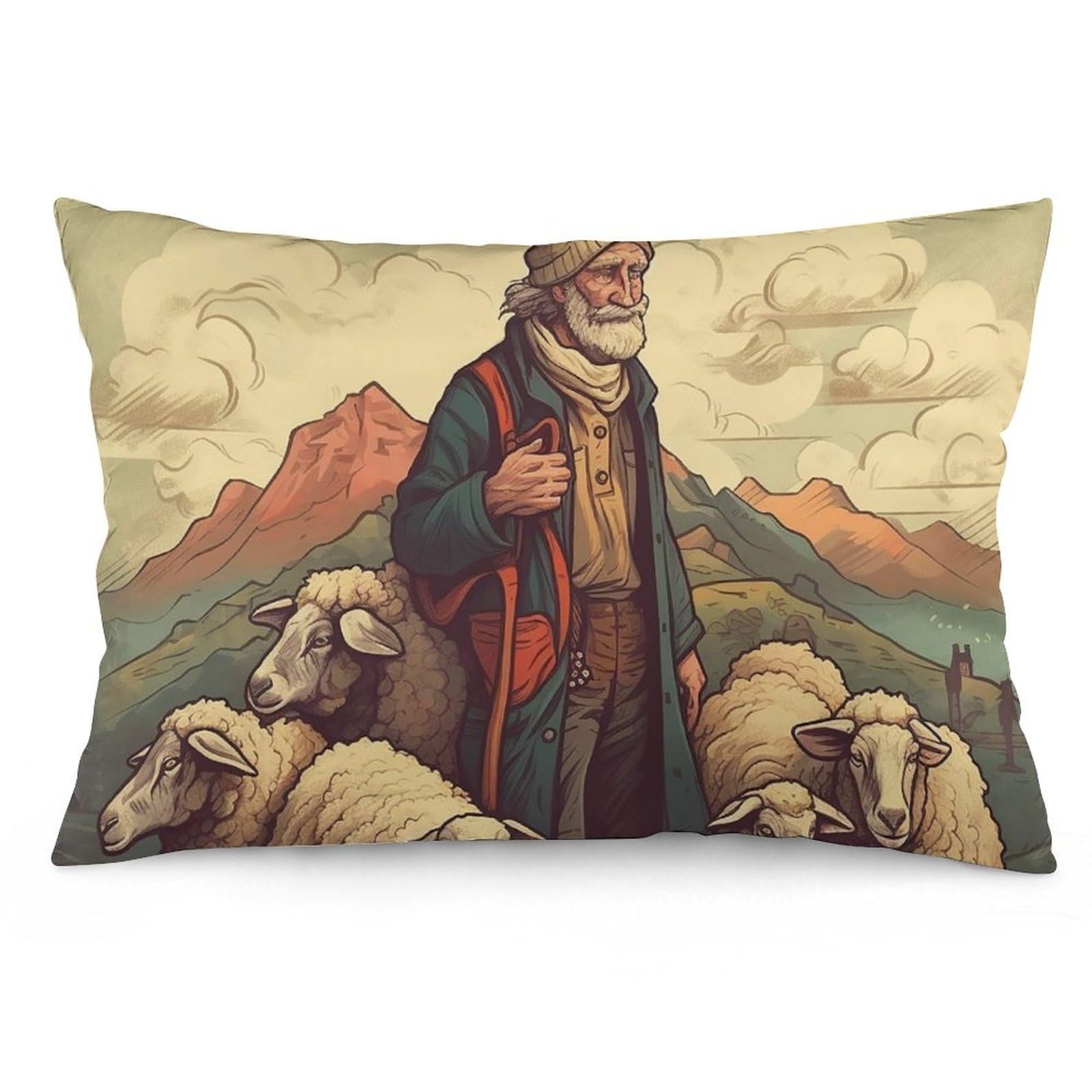 NTVOWPZO 2 Pack Decoration Throw Pillow Covers 12 "x20 Pillowcases Covers Man Leads The Sheep Pillowcases Modern Farmhouse Home Decor Sofa Cushions Covers for Couch Bed Living Room