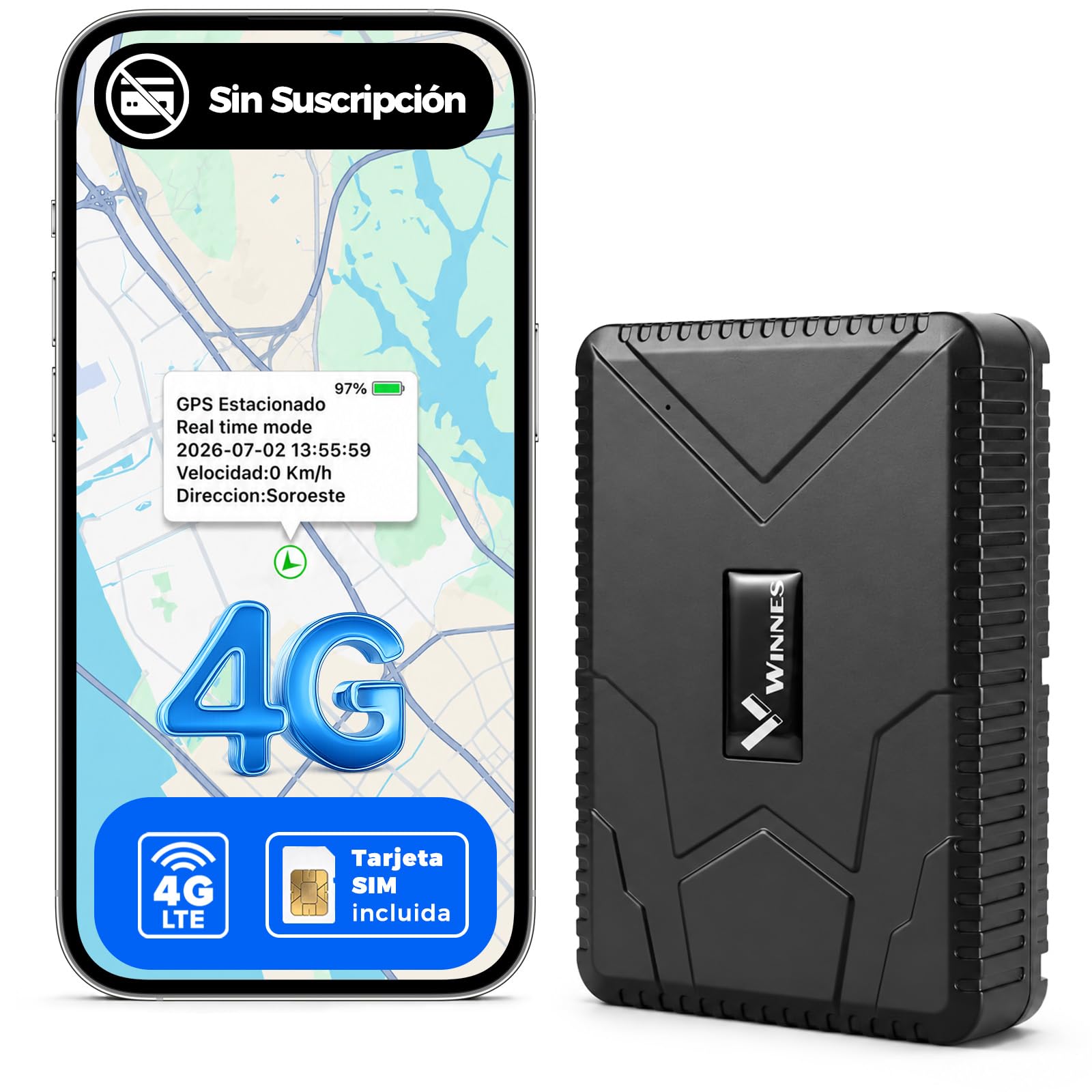 4G GPS Coche localizador, 10000 mAh Batería IP65 Posicionamiento Real Impermeable La aplicación Gratuita no Necesita suscribirse al 4G TK915 | Batería de 7800 mAh, App y Web Gratis, Seguimiento Global en Tiempo Real, Magnética, Compatible con Tarjeta SIM